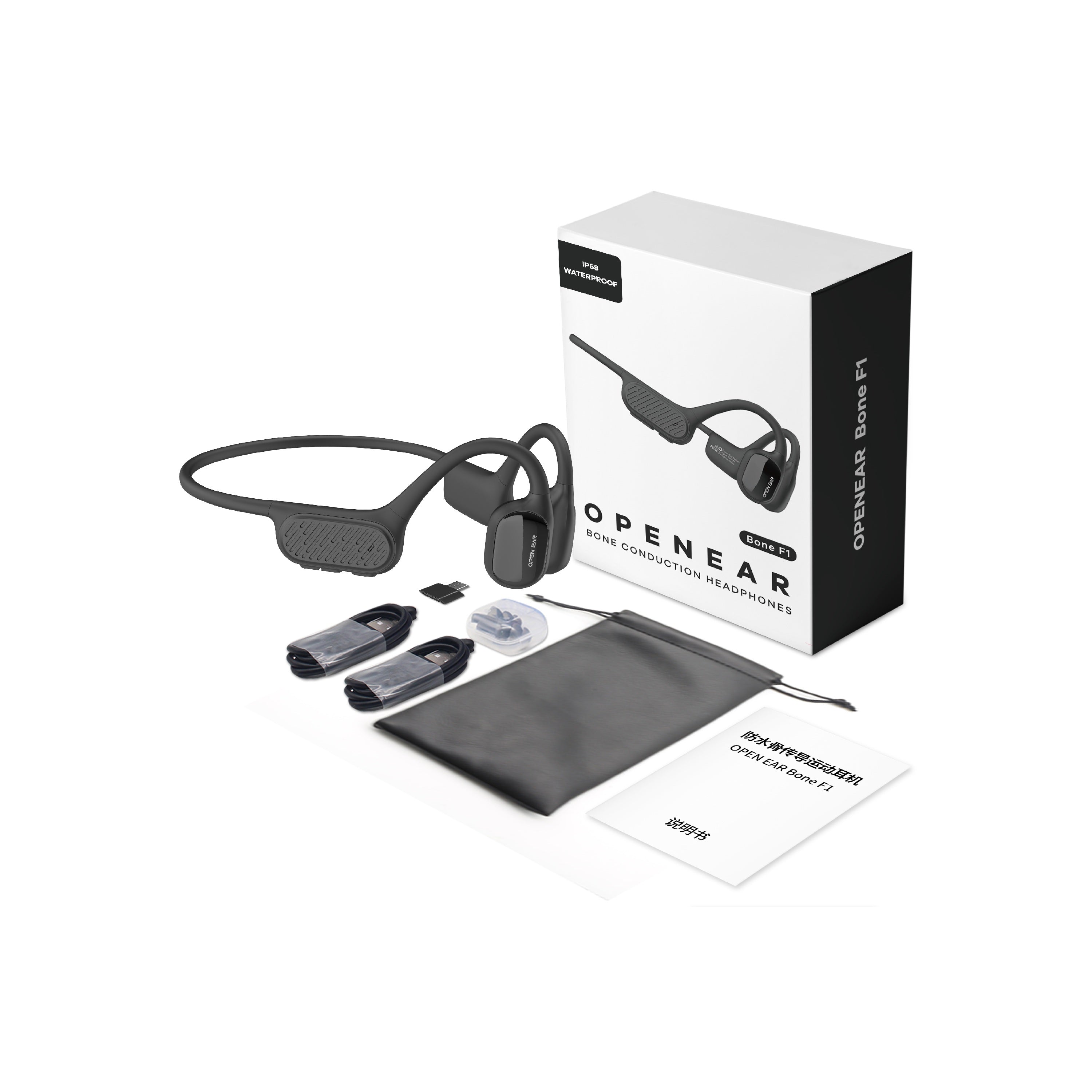 Tri-Tek Pro F1 Waterproof Bone Conduction Headphones for Swimming Running Cycling Triathlons