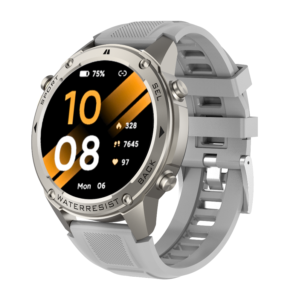 Smartwatch with a gray band on a white background