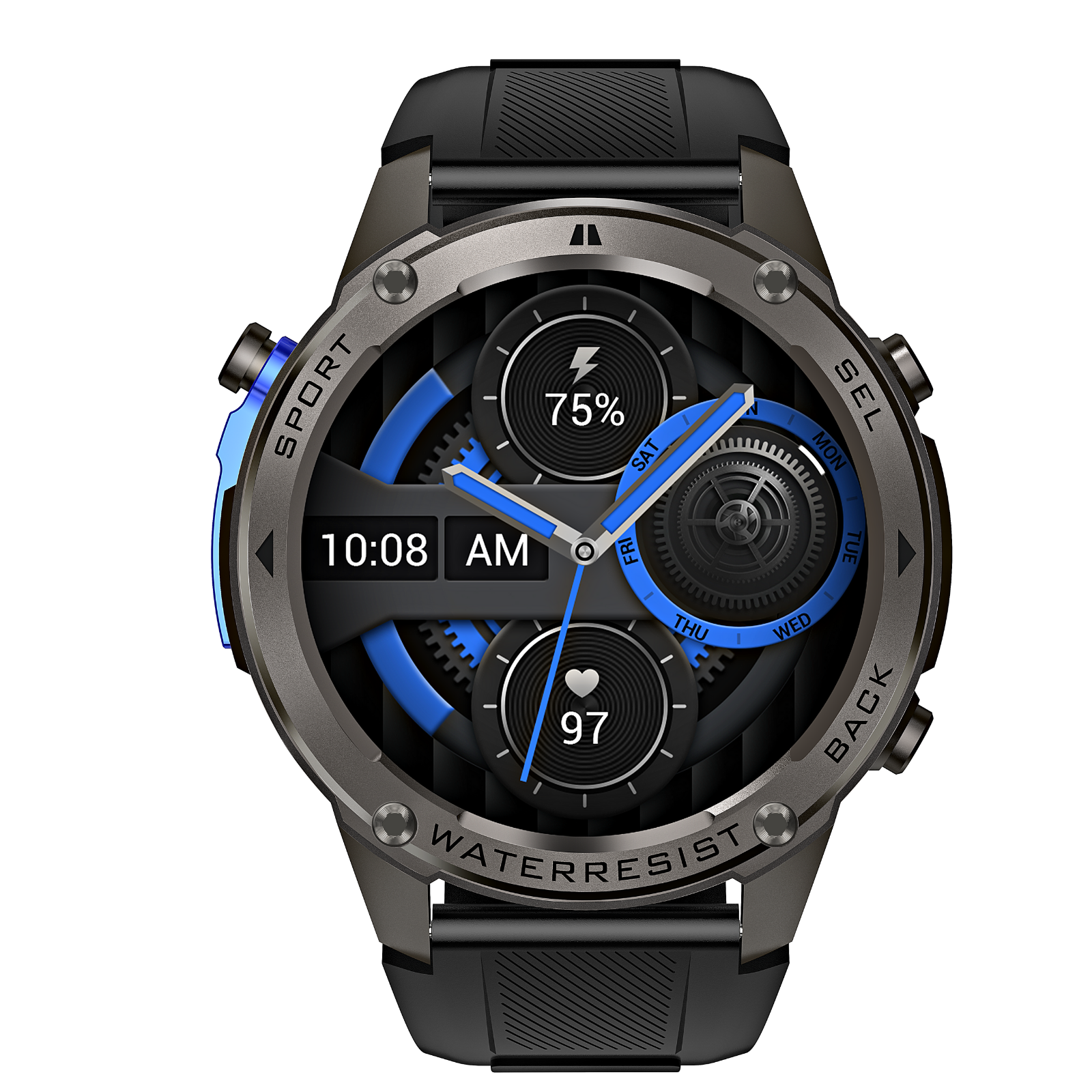 black gps smartwatch for running tri-tek-pro