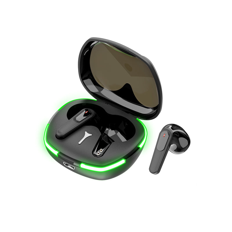 tritek pro gaming earbuds lid open and LED light on