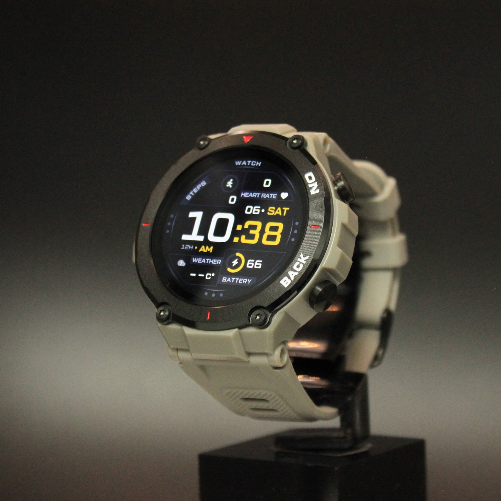 Smartwatch with digital display on a dark background