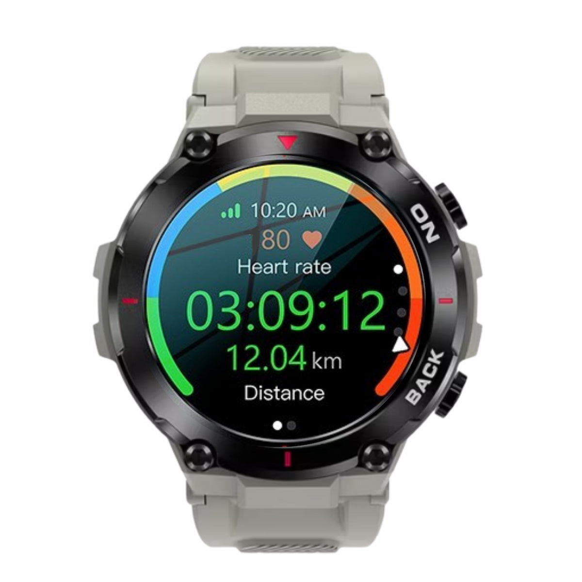 Smartwatch with a gray band on a white background
