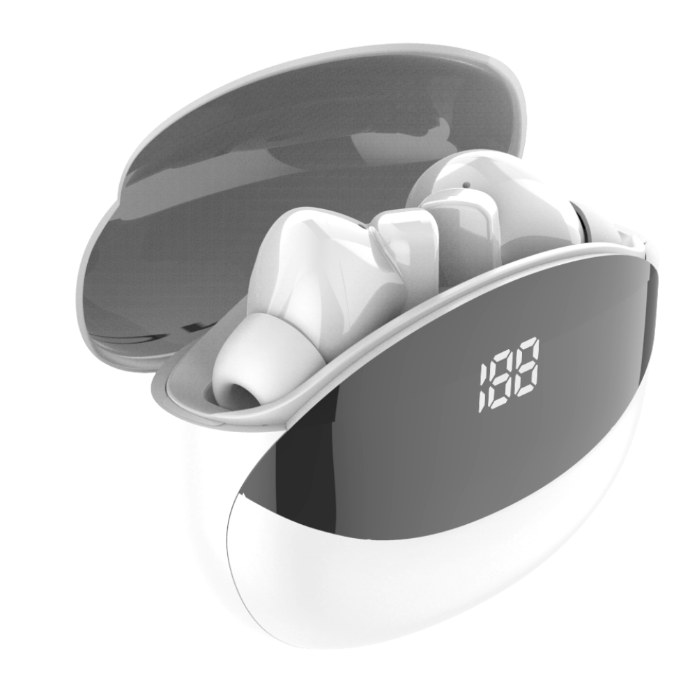 tri-tekpro gaming earbuds noise cancelling white charging case