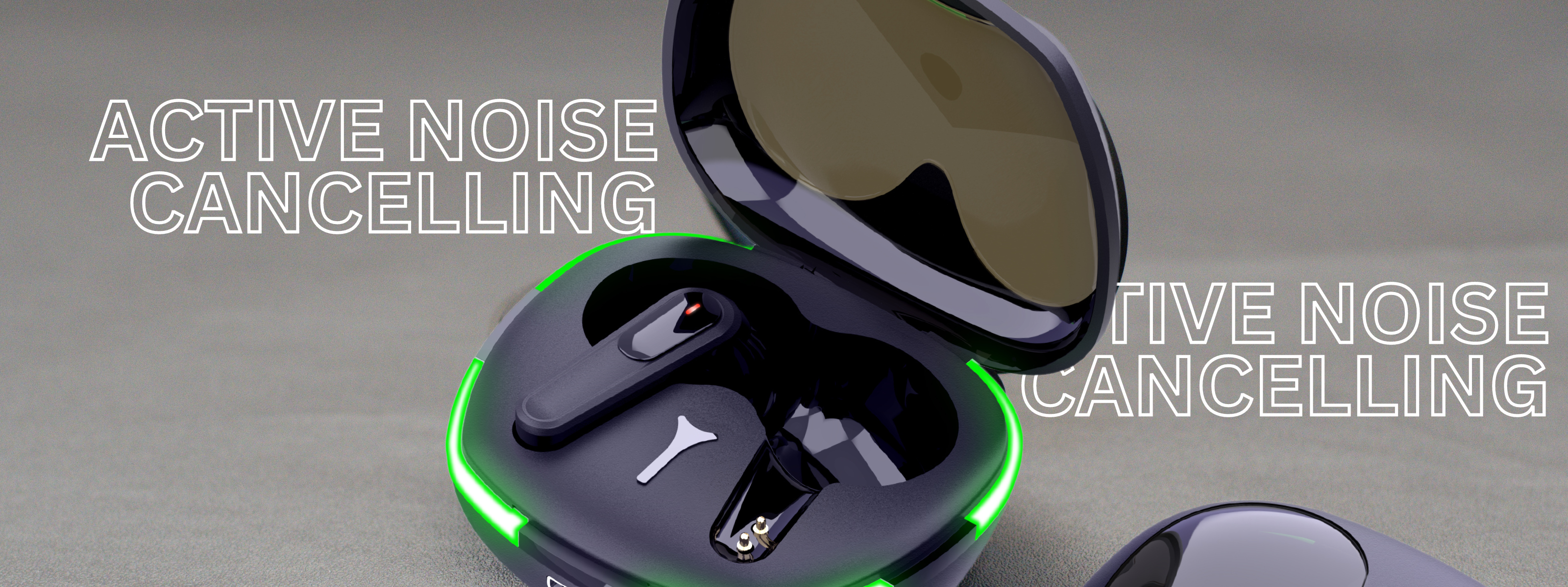 tri tek pro black gaming earbuds with green LED light