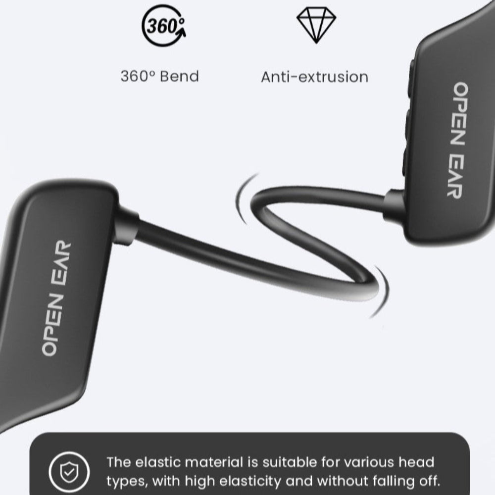 tri trk pro bone conductor headphones showiing how flexible 
